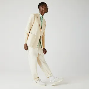 Мужской пиджак Lacoste из хлопка и льна, бежевый, арт. VH1127