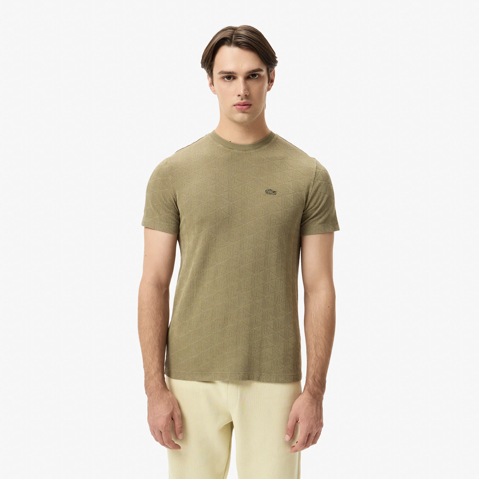Мужская хлопковая футболка Lacoste REGULAR FIT, хаки, арт. TH2609