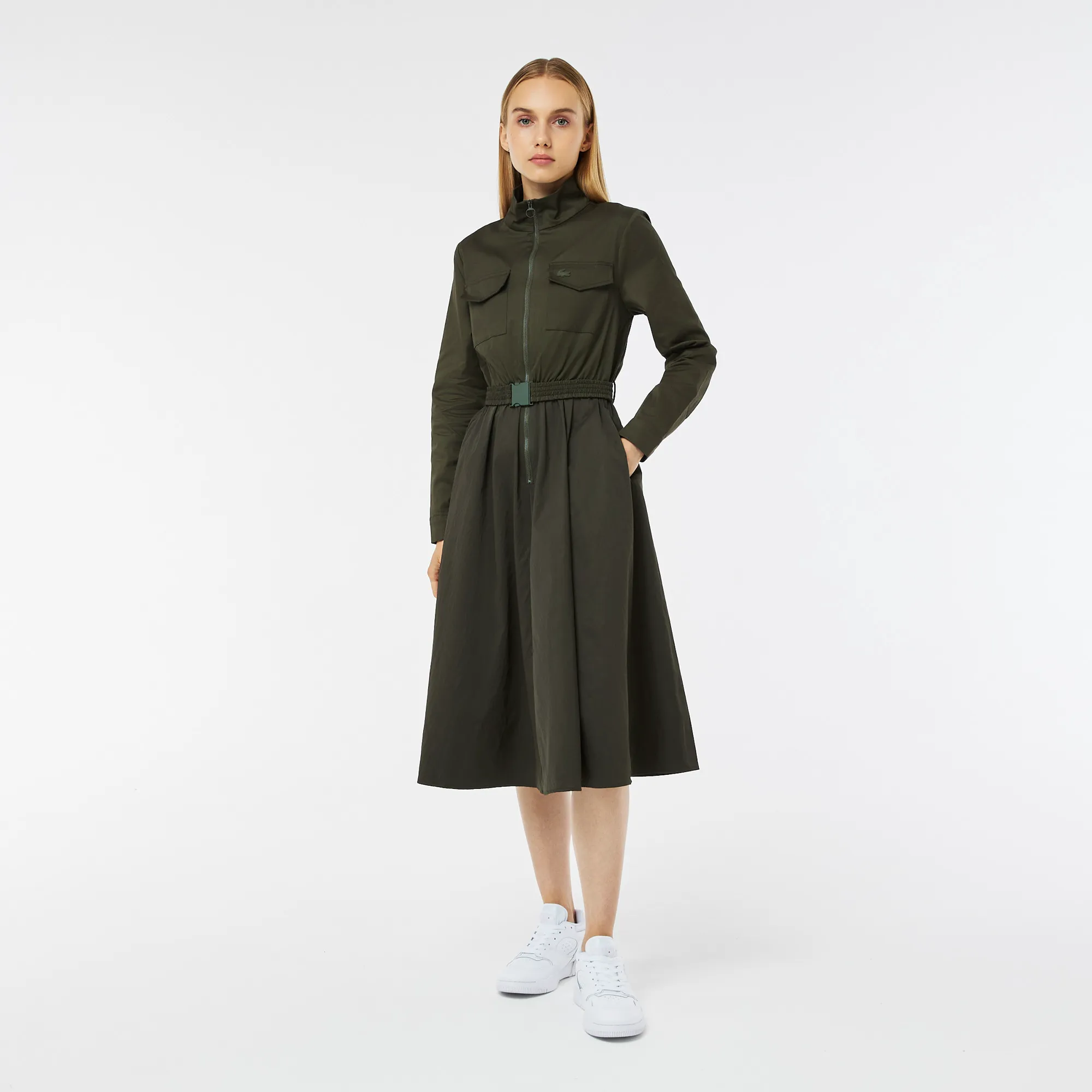 Платье Lacoste Loose Fit с поясом, хаки, арт. EF2326