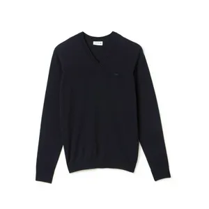 Мужской шерстяной свитер Lacoste с V-образным вырезом, синий, арт. AH2987
