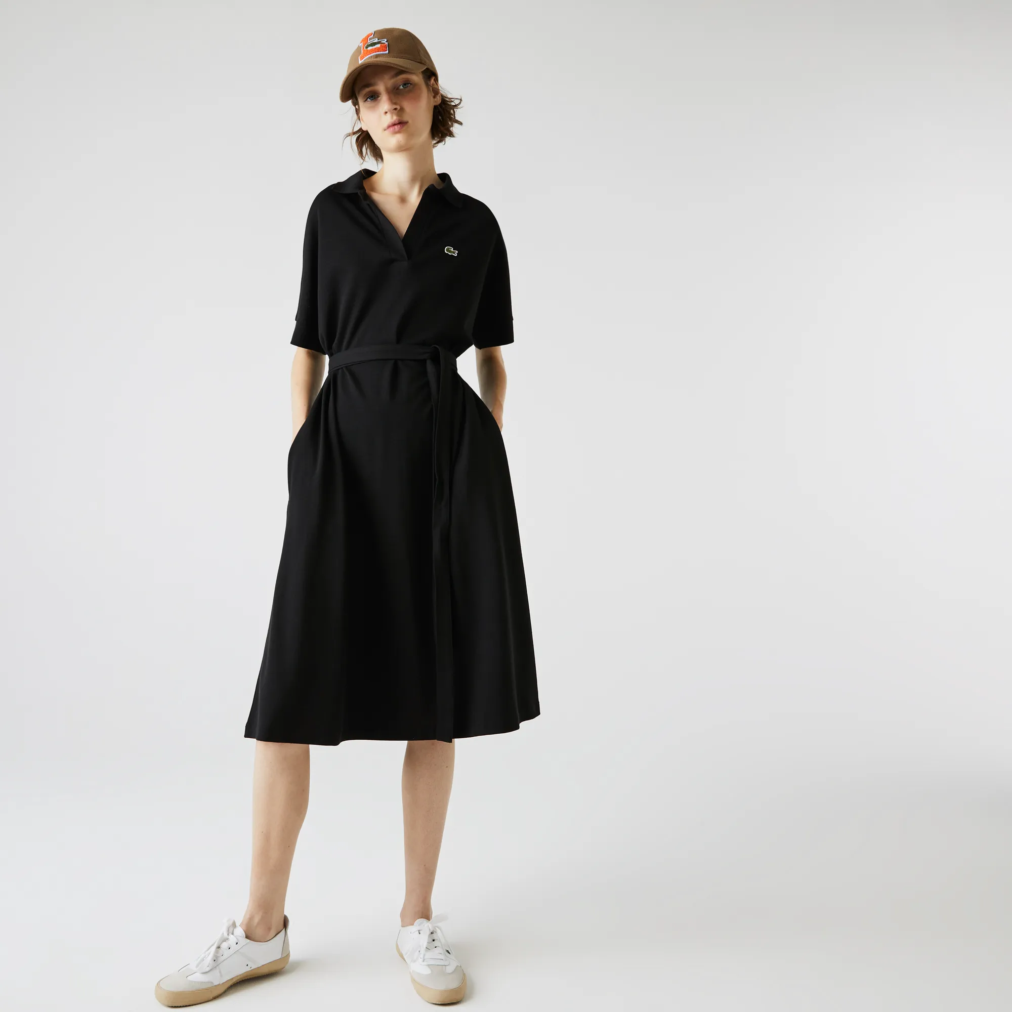 Платье Lacoste с V-образным вырезом, черный, арт. EF2302