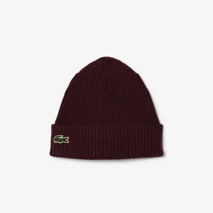 Шерстяная шапка Lacoste в рубчик, бордовый, арт. RB0001