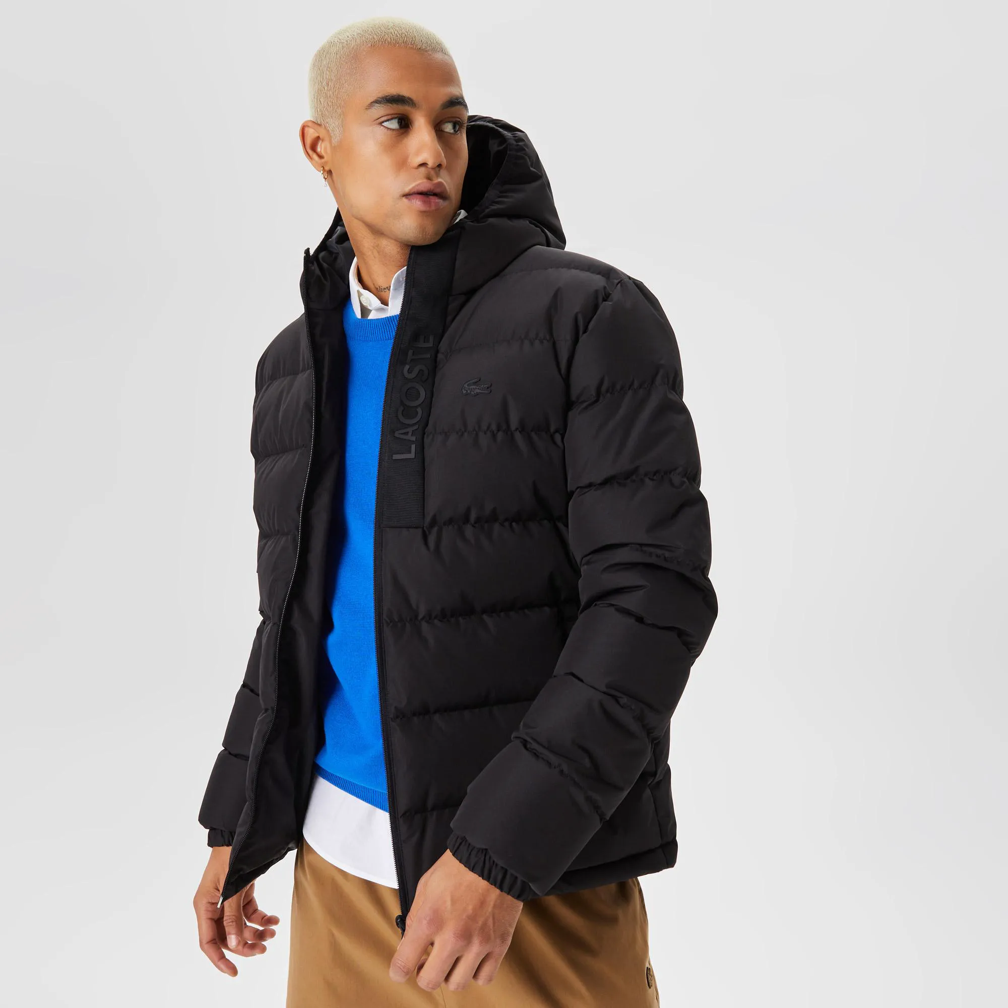 Стёганая куртка Lacoste с капюшоном, черный, арт. BH2348