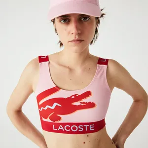 Бикини-топ Lacoste с крокодиловым принтом, розовый, арт. MF3389