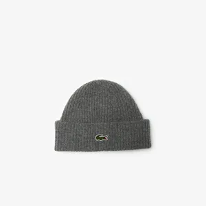 Вязаная шапка-бини Lacoste из шерсти, серый, арт. RB9883