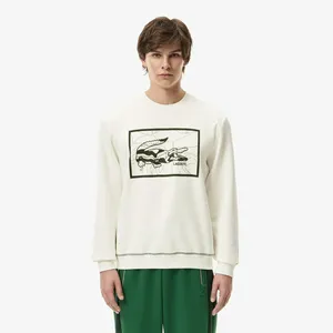 Мужской хлопковый свитшот Lacoste Regular Fit, белый, арт. SH2620