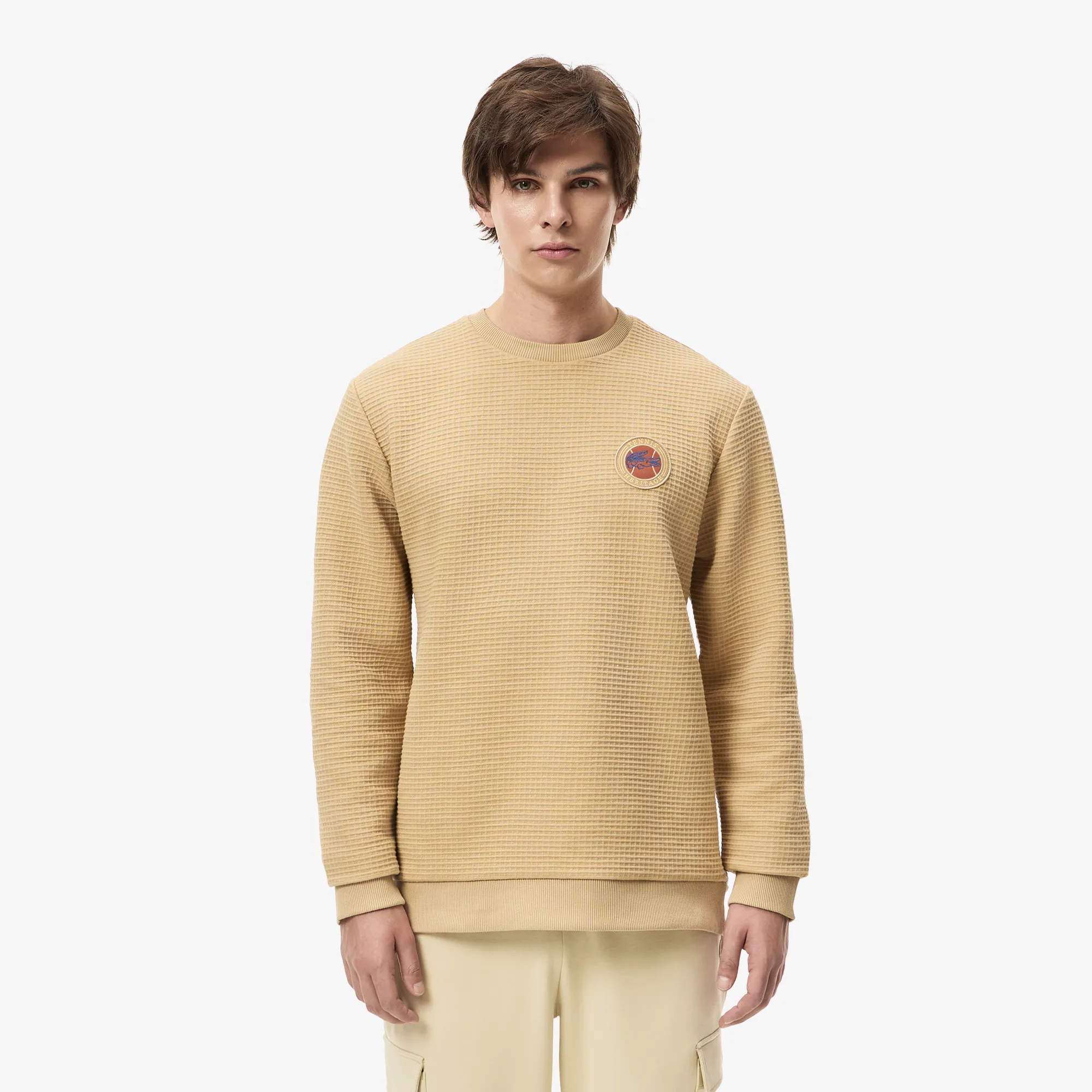 Лонгслив Lacoste Tennis Heritage Regular Fit, бежевый, арт. TH2633