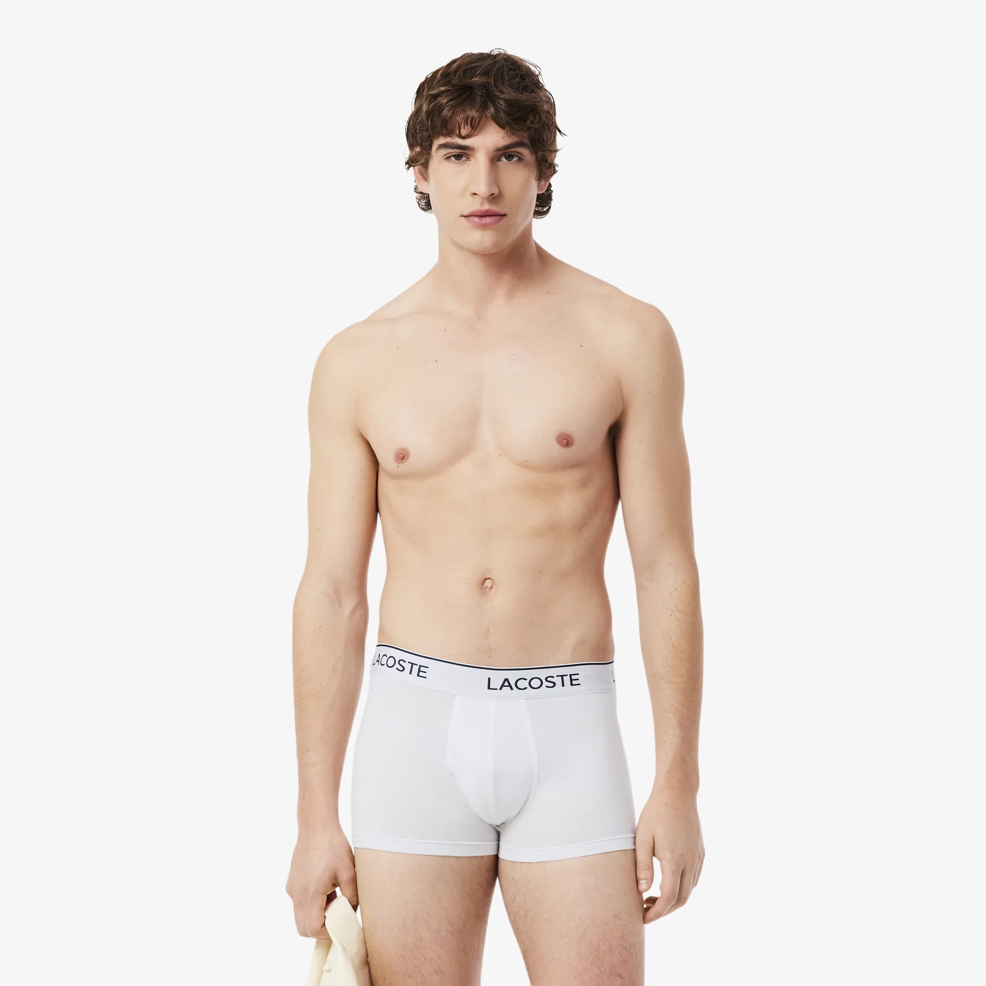 Мужские хлопковые трикотажные трусы-боксеры Lacoste, белый, арт. 5H9002