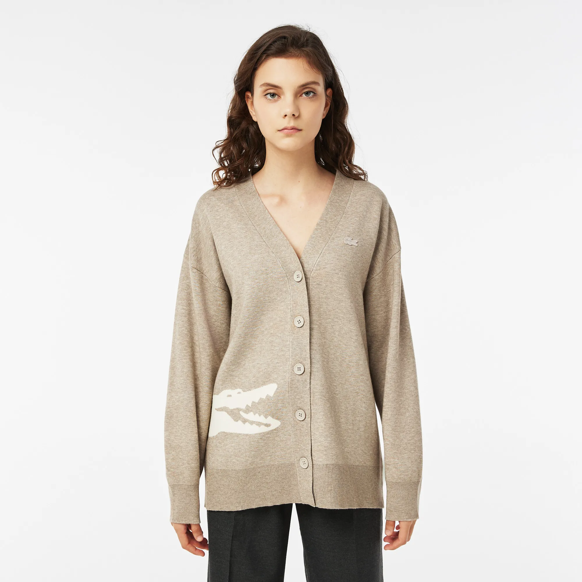 Женский кардиган Lacoste из смеси вискозы, коричневый, арт. AF2423