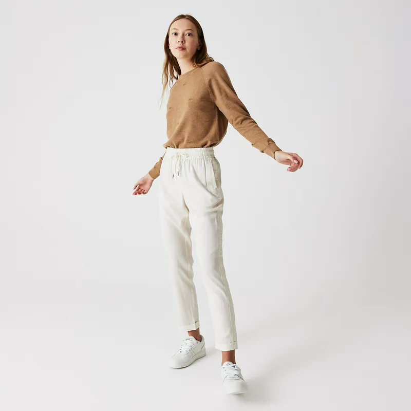 Брюки женские Lacoste с поясом на шнурке, белый, арт. HF0110