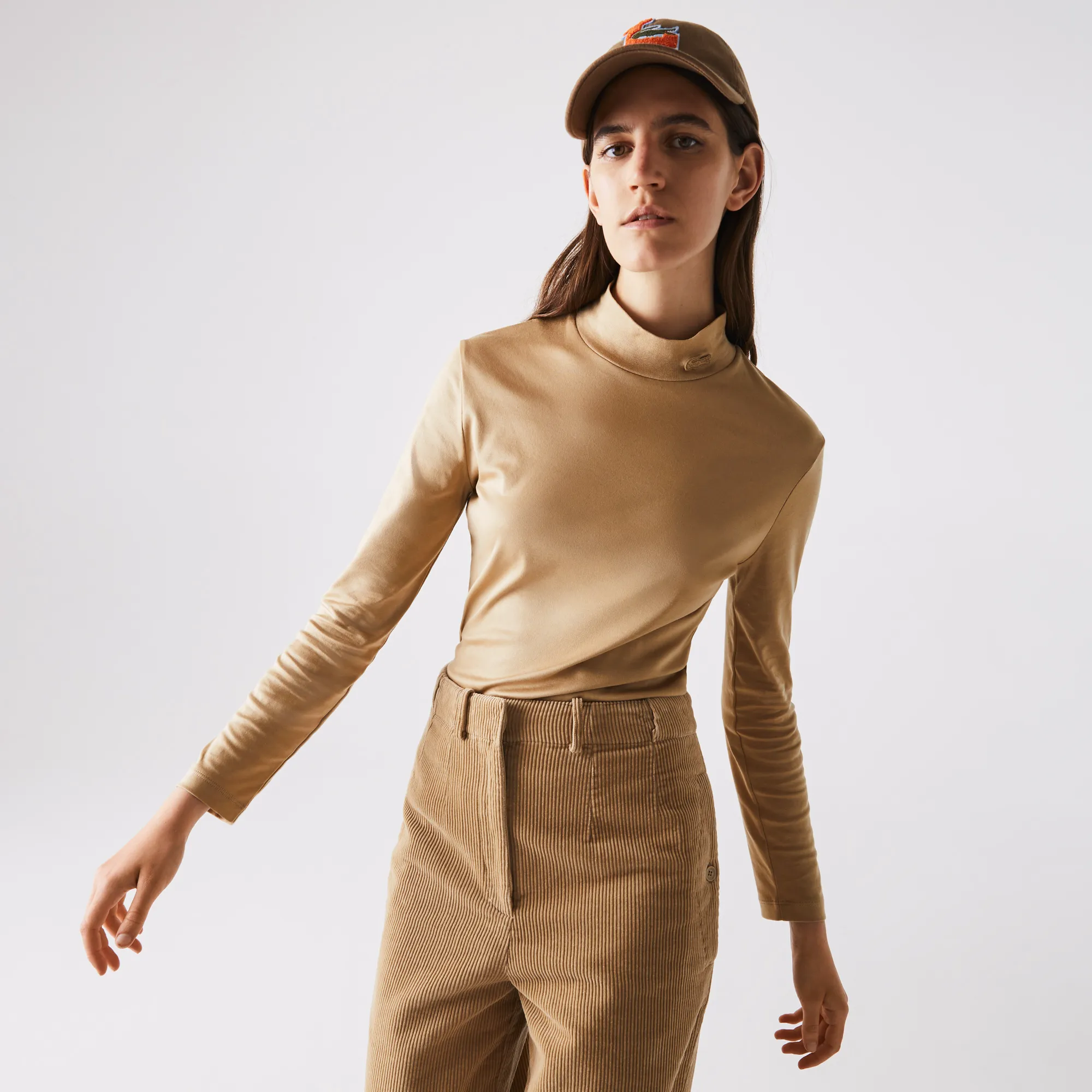 Женская хлопковая водолазка Lacoste, бежевый, арт. TF2310