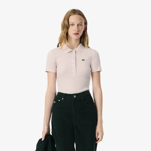 Женское поло Lacoste Slim Fit из органического хлопка, розовый, арт. DF5377
