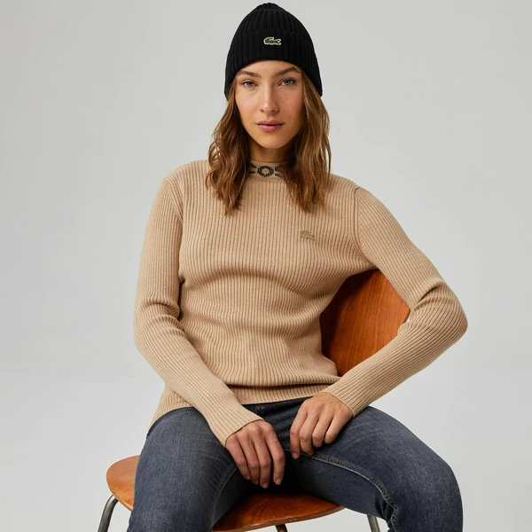 Женский свитер Lacoste Slim Fit, бежевый, арт. AF2302