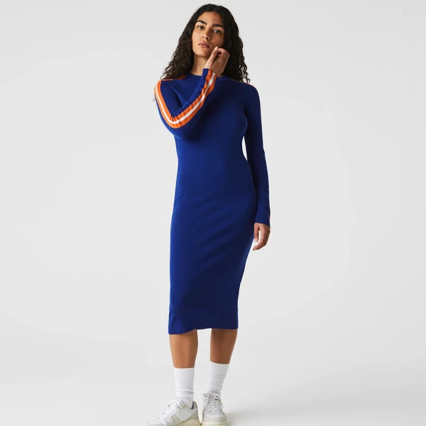 Шерстяное платье Lacoste, синий, арт. EF7050