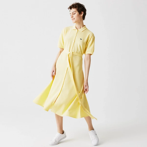 Платье-поло Lacoste с поясом, желтый, арт. EF5471