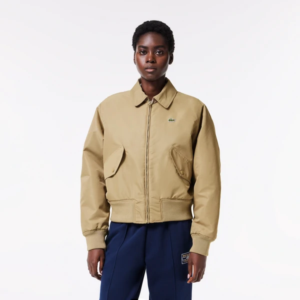 Бомбер Lacoste с воротником-поло, бежевый, арт. BF0756