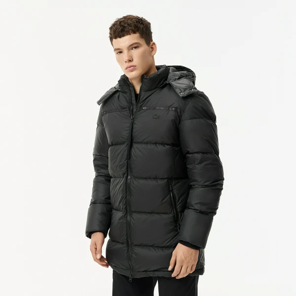 Мужской длинный пуховик Lacoste, черный, арт. BH2306