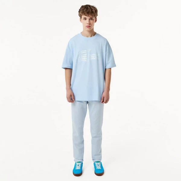 Мужские брюки Lacoste Slim Fit из хлопка и льна, голубой, арт. HH0980