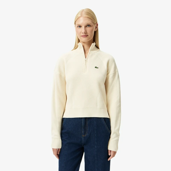 Свитер Lacoste с высоким воротом на молнии, белый, арт. AF2637