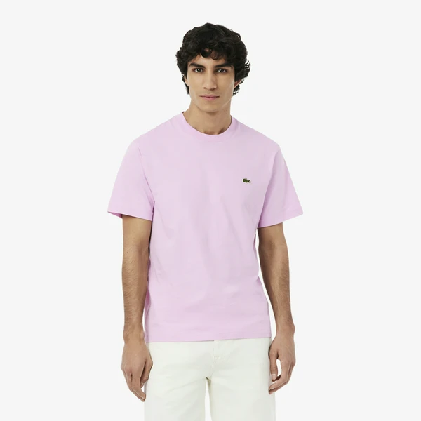 Мужская хлопковая футболка Lacoste с коротким рукавом, розовый, арт. TH7318