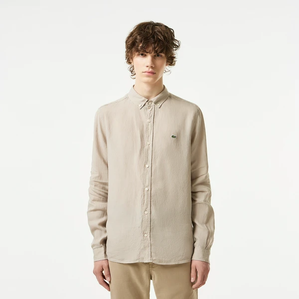 Мужская льняная рубашка Lacoste, бежевый, арт. CH5692T