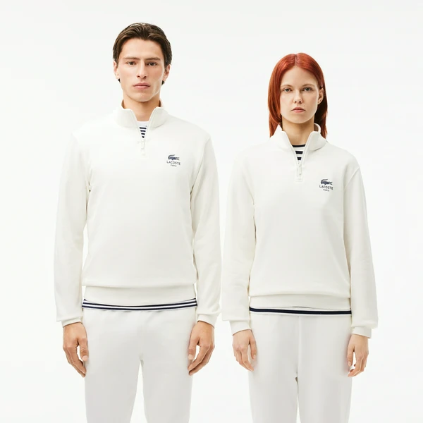 Свитшот Lacoste Unisex с застежкой-молнией с высоким воротом, белый, арт. SH2735