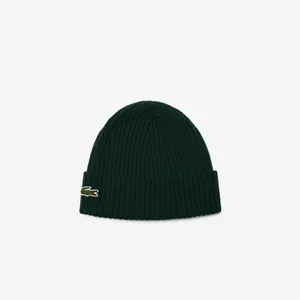 Шерстяная шапка Lacoste Unisex в рубчик, зеленый, арт. RB0001