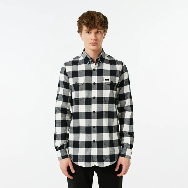 Мужская клетчатая рубашка Lacoste Slim Fit, черный, арт. CH2311