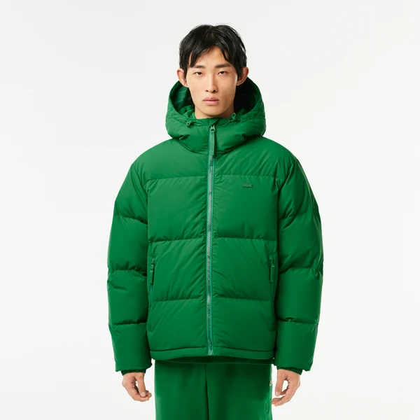 Мужская стеганая водоотталкивающая короткая куртка Lacoste, зеленый, арт. BH3522