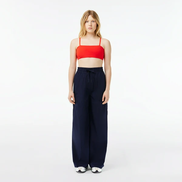 Женские хлопковые брюки Lacoste Loose Fit, синий, арт. HF6906