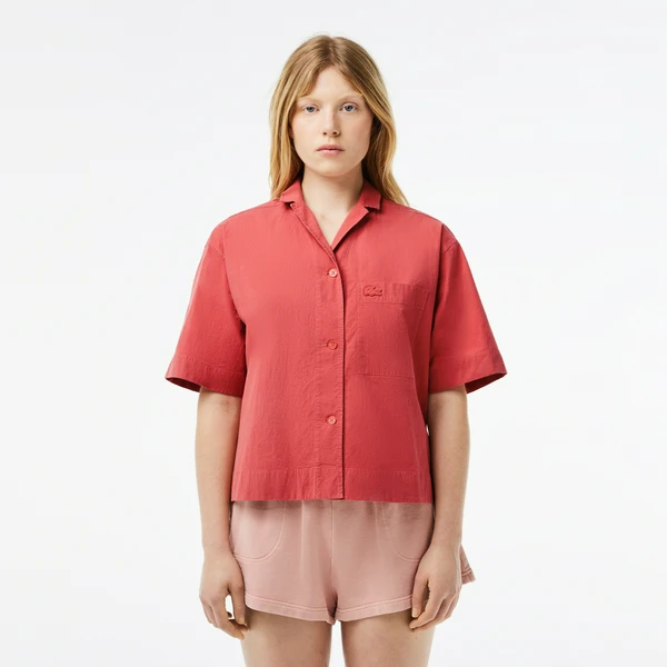 Женская рубашка Lacoste OVERSIZED с коротким рукавом, красный, арт. CF6918