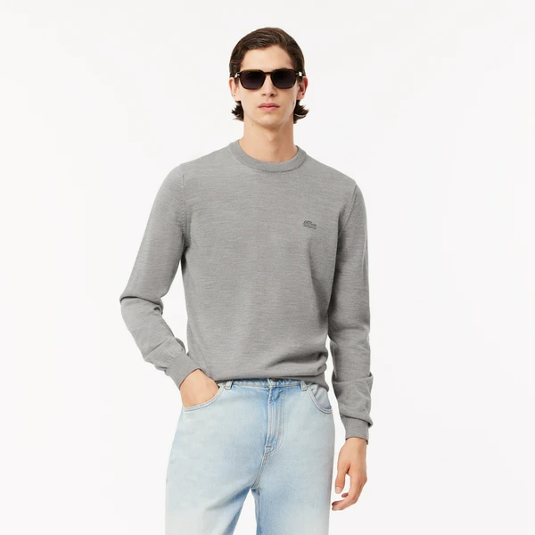 Мужской свитер Lacoste из шерсти мериноса, серый, арт. AH1969