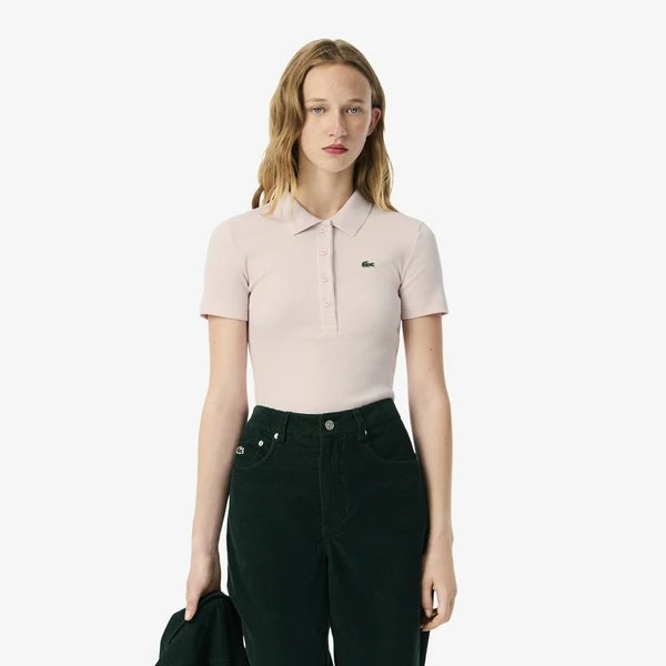 Женское поло Lacoste Slim Fit из органического хлопка, розовый, арт. DF5377