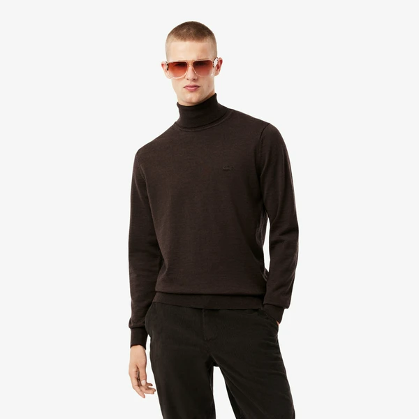 Мужская водолазка Lacoste из мериносовой шерсти, коричневый, арт. AH1959