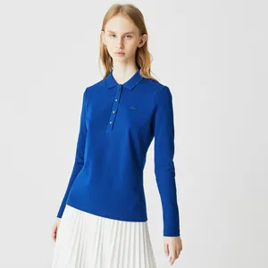 Женская приталенная рубашка-поло Lacoste Slim Fit из эластичного хлопка, синий, арт. PF5464P