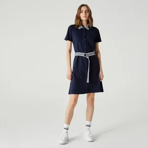 Платье-поло Lacoste с поясом, синий, арт. EF0214