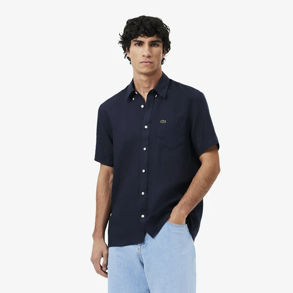 Мужская льняная рубашка Lacoste, синий, арт. CH5699