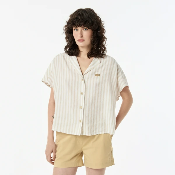 Женская рубашка Lacoste из льна, бежевый, арт. CF0515