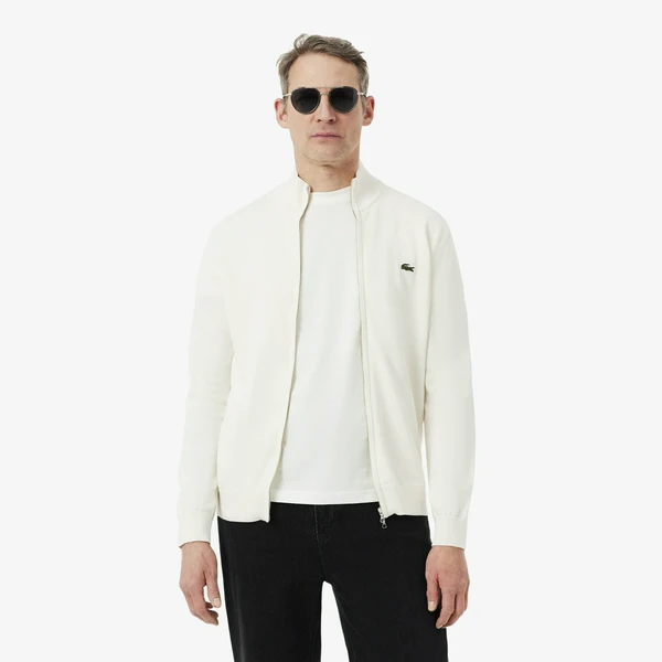 Мужской свитер Lacoste на молнии из органического хлопка, белый, арт. AH1957