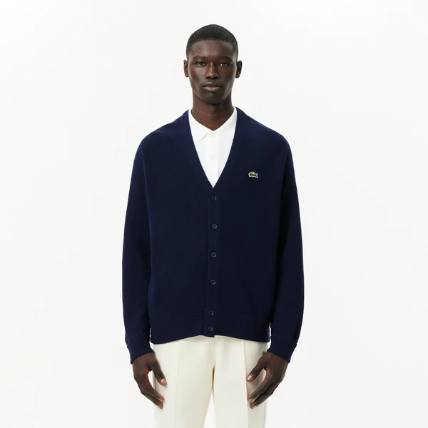 Мужской шерстяной кардиган Lacoste Relaxed Fit, синий, арт. AH0397