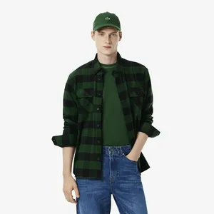 Фланелевая рубашка-куртка Lacoste оверсайз, зеленый, арт. CH7862