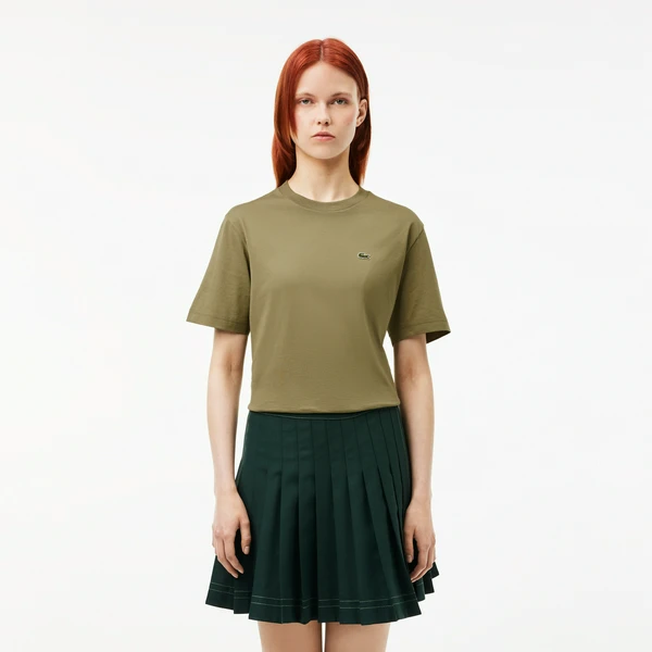 Женская футболка Lacoste Loose Fit из мягкого хлопка, хаки, арт. TF7215
