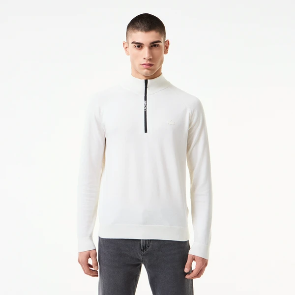 Мужской свитер Lacoste из шерсти и хлопка, белый, арт. AH2517