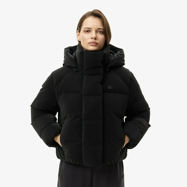 Женская укороченная куртка Lacoste с капюшоном, черный, арт. BF2607