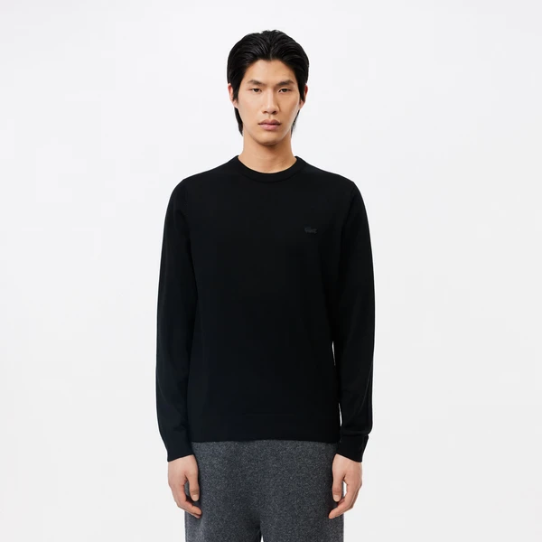 Мужской свитер Lacoste из шерсти мериноса, черный, арт. AH1969