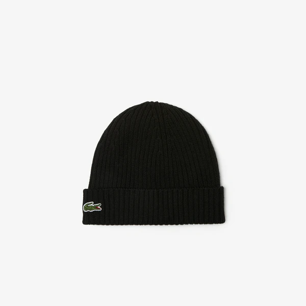 Шерстяная шапка Lacoste Unisex в рубчик, черный, арт. RB0001