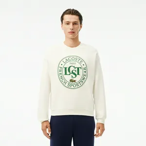 Мужской флисовый свитшот Lacoste Loose Fit, белый, арт. SH2897