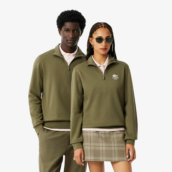 Свитшот Lacoste Unisex с застежкой-молнией с высоким воротом, хаки, арт. SH2735