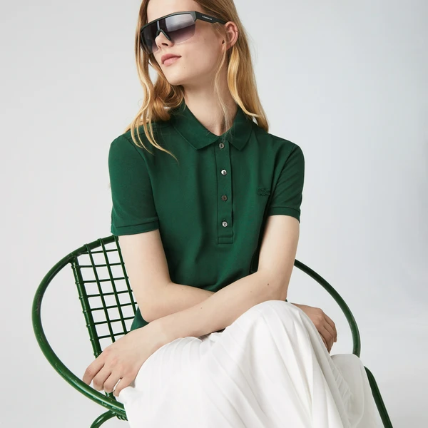 Женское поло Lacoste Slim Fit из эластичного хлопка, зеленый, арт. PF5462