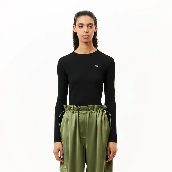 Женская футболка Lacoste Slim Fit с длинными рукавами, черный, арт. TF1692